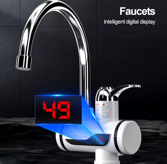 Electric Water Heating Faucet Tap for Kitchens and Bathrooms Digital Temp° Display | Hot Water(without shower )