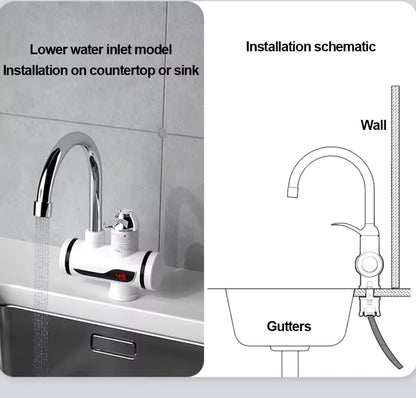 Electric Water Heating Faucet Tap for Kitchens and Bathrooms Digital Temp° Display | Hot Water(without shower )