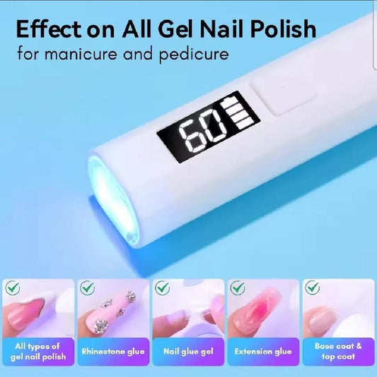 UV Light for Gel Nails – Handheld Mini Flash Cure Lamp | Portable Lumière Nail Dryer | Rechargeable USB LED/UV Nail Light with LCD Display & 2 Timers