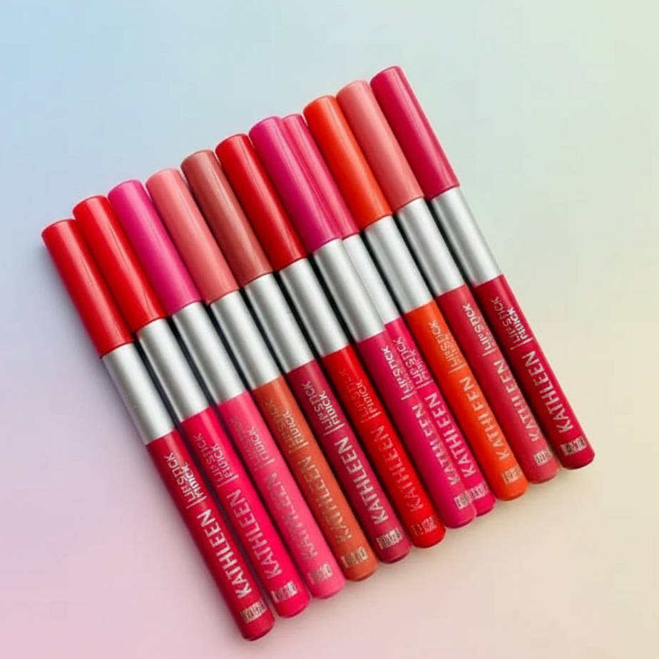 Kathleen High Pigmented Lip Pencil – Smooth Creamy Texture | Multicolor Shades | Pack of 12