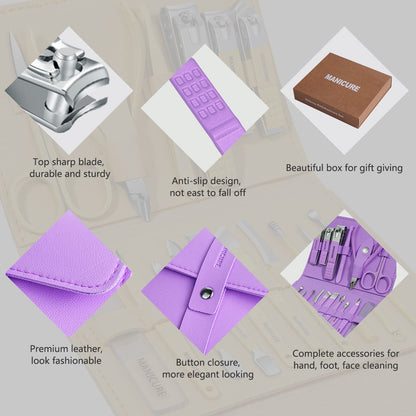16-in-1 Stainless Steel Nail Care Kit – Manicure & Pedicure Tool Set (Random Color)