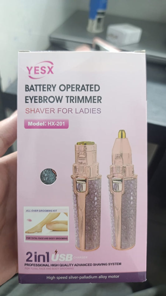 YESX HX-201 2-in-1 Eyebrow Trimmer & Facial Hair Shaver | Battery-Operated | Portable Grooming Tool Rs 732